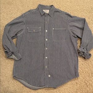Ralph Lauren Polo Blue and White Striped Denim Casual Shirt